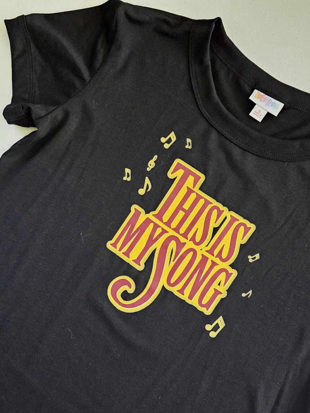 LuLaRoe Liv "This Is My Song" Graphic Tee - Black - Size S NWT